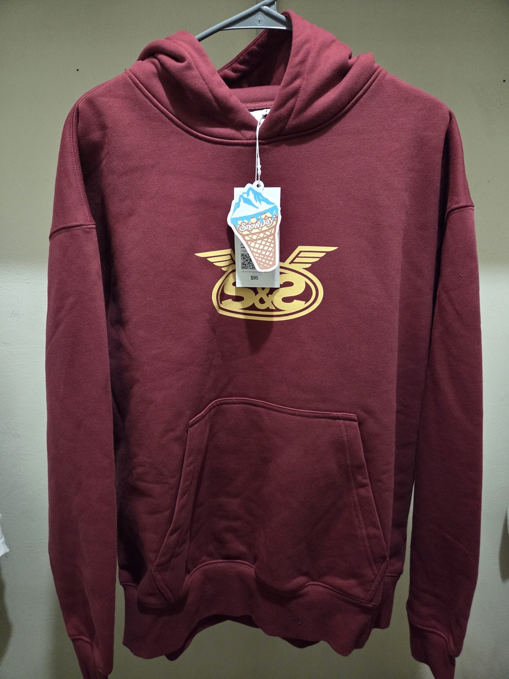 Snow Day  Maroon Hoodie with Gold Logo - Men's Pullover Sweatshirt